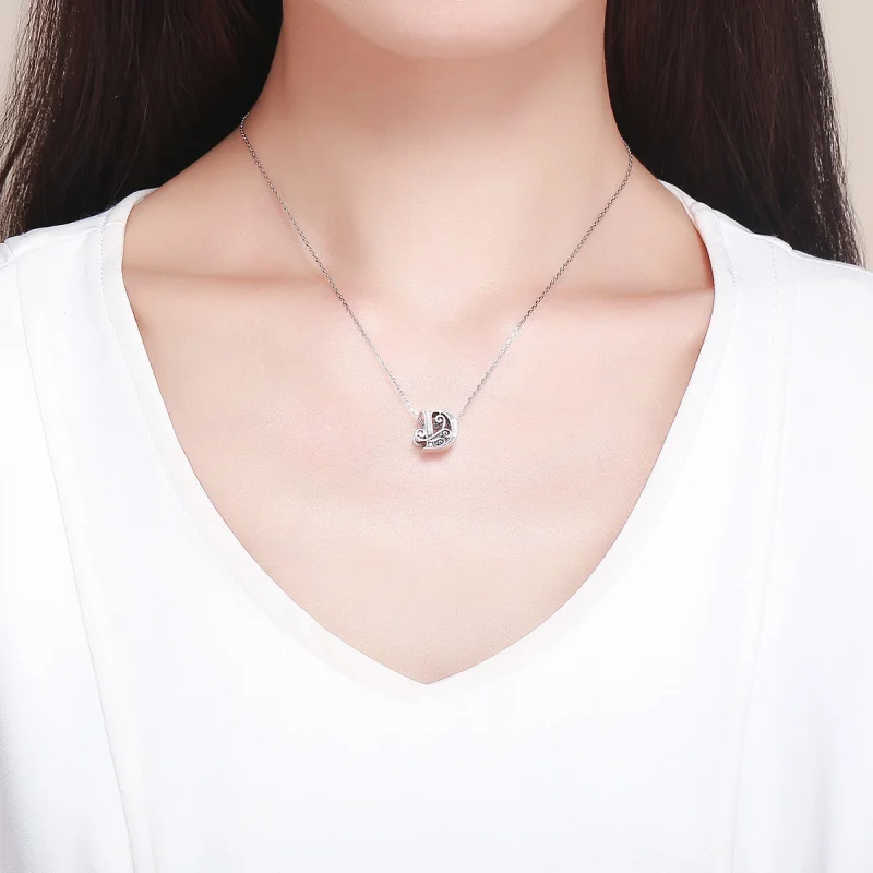 (image for) Pandora Style Sparkling Pavé Flower Letter D Charm - BSC030-D - View 5