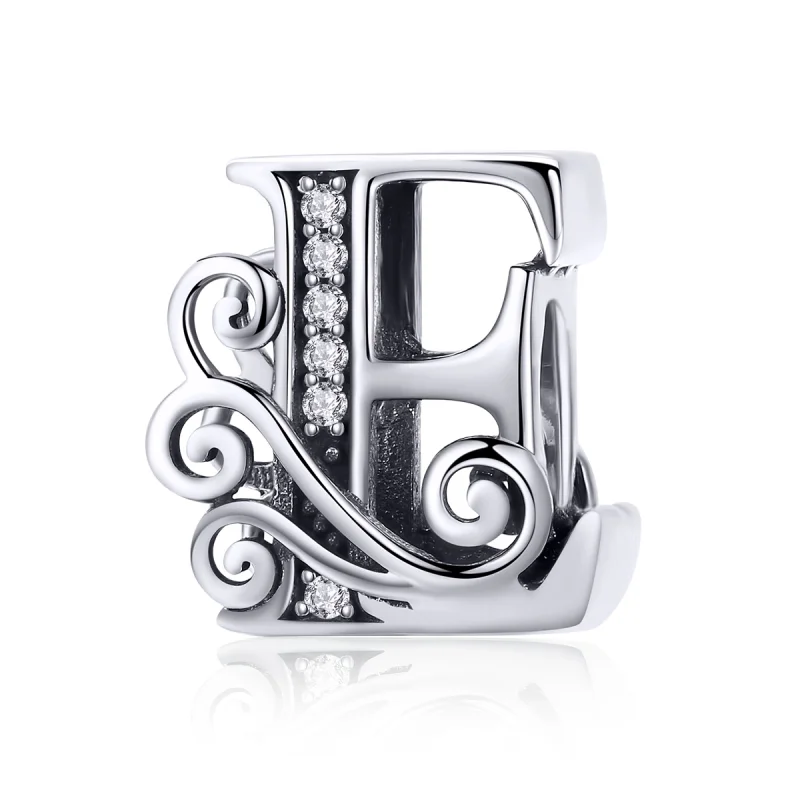 (image for) Pandora Style Sparkling Pavé Flower Letter E Charm - BSC030-E - Product Image