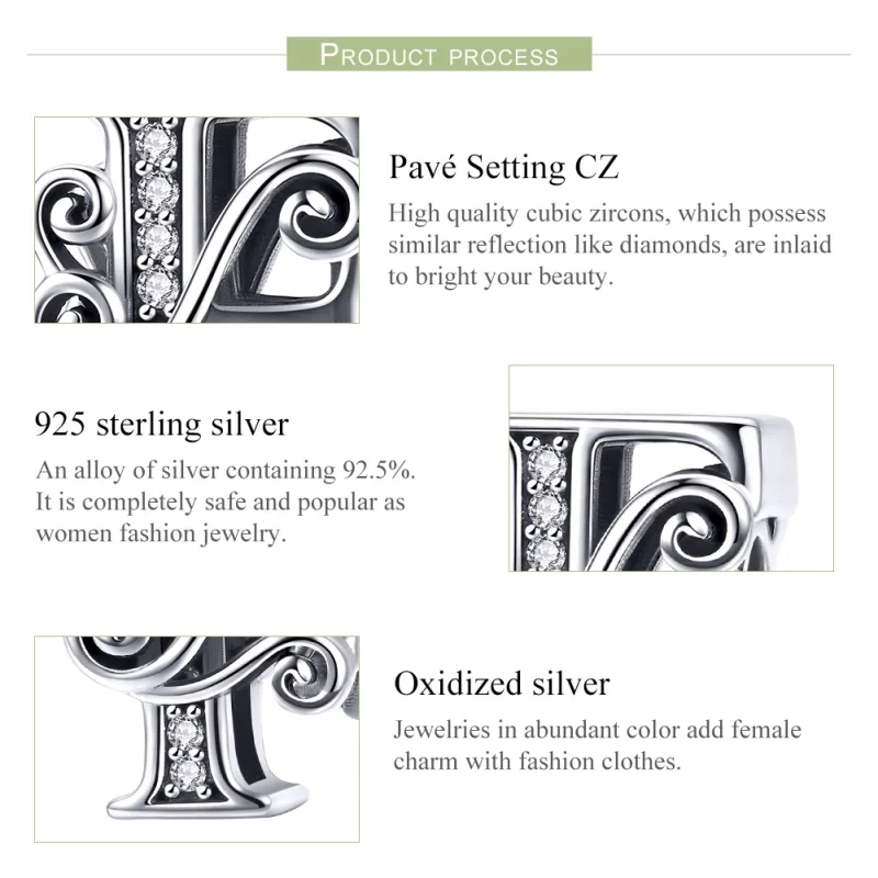 (image for) Pandora Style Sparkling Pavé Flower Letter F Charm - BSC030-F - View 6