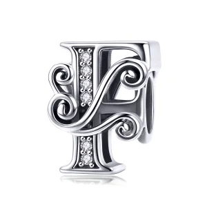 (image for) Pandora Style Sparkling Pavé Flower Letter F Charm - BSC030-F 