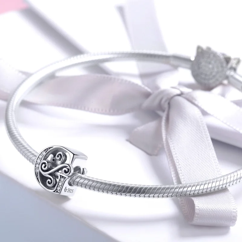 (image for) Pandora Style Sparkling Pavé Flower Letter G Charm - BSC030-G - View 3