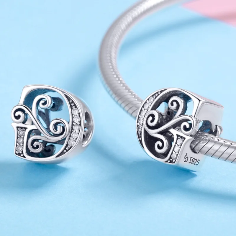 (image for) Pandora Style Sparkling Pavé Flower Letter G Charm - BSC030-G - View 4