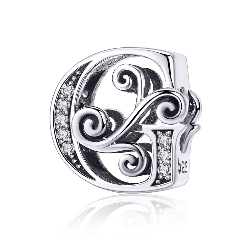 (image for) Pandora Style Sparkling Pavé Flower Letter G Charm - BSC030-G - Product Image
