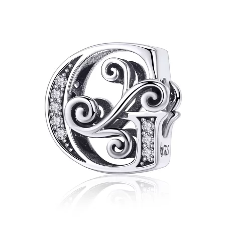 Pandora Style Sparkling Pavé Flower Letter G Charm - BSC030-G