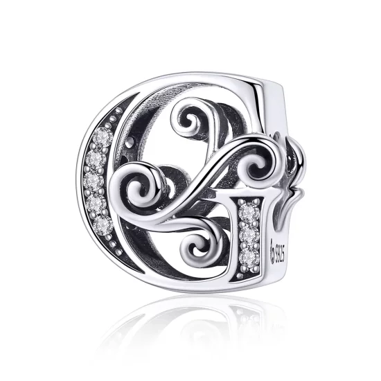 Pandora Style Sparkling Pavé Flower Letter G Charm - BSC030-G