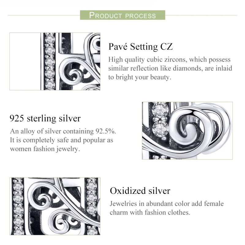 (image for) Pandora Style Sparkling Pavé Flower Letter H Charm - BSC030-H - View 6