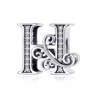 (image for) Pandora Style Sparkling Pavé Flower Letter H Charm - BSC030-H 