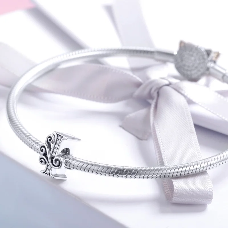 (image for) Pandora Style Sparkling Pavé Flower Letter I Charm - BSC030-I - View 3