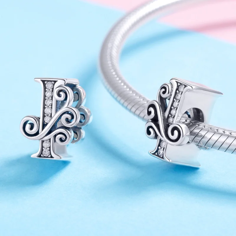 (image for) Pandora Style Sparkling Pavé Flower Letter I Charm - BSC030-I - View 4