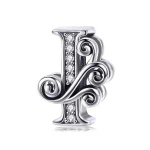 Pandora Style Sparkling Pavé Flower Letter I Charm - BSC030-I (image for) Pandora Style Sparkling Pavé Flower Letter I Charm - BSC030-I