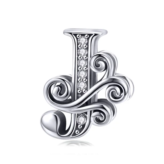 (image for) Pandora Style Sparkling Pavé Flower Letter J Charm - BSC030-J 