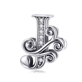 Pandora Style Sparkling Pavé Flower Letter J Charm - BSC030-J Pandora Style Sparkling Pavé Flower Letter J Charm - BSC030-J