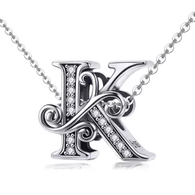 Pandora Style Sparkling Pavé Flower Letter K Charm - BSC030-K Pandora Style Sparkling Pavé Flower Letter K Charm - BSC030-K