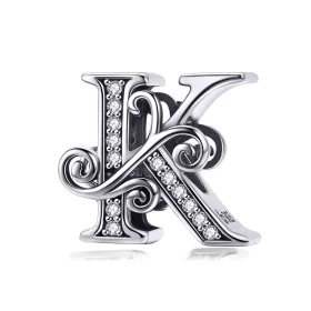 Pandora Style Sparkling Pavé Flower Letter K Charm - BSC030-K Pandora Style Sparkling Pavé Flower Letter K Charm - BSC030-K