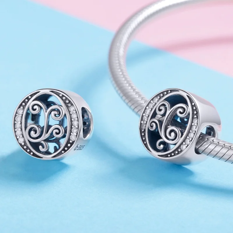(image for) Pandora Style Sparkling Pavé Flower Letter O Charm - BSC030-O - View 4