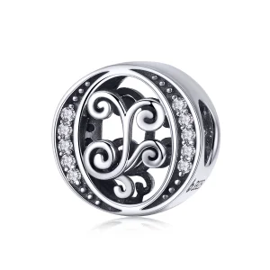 (image for) Pandora Style Sparkling Pavé Flower Letter O Charm - BSC030-O 