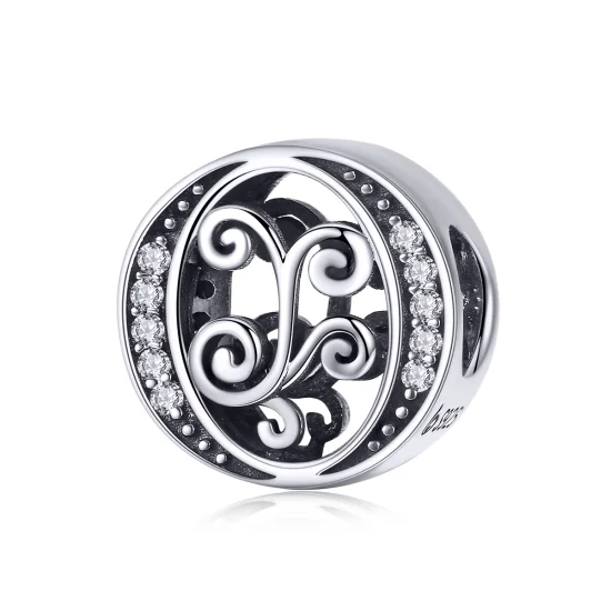 (image for) Pandora Style Sparkling Pavé Flower Letter O Charm - BSC030-O 