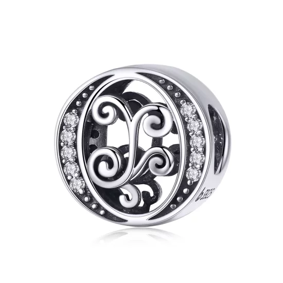 Pandora Style Sparkling Pavé Flower Letter O Charm - BSC030-O