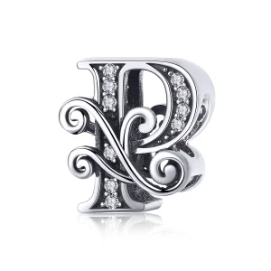 (image for) Pandora Style Sparkling Pavé Flower Letter P Charm - BSC030-P 