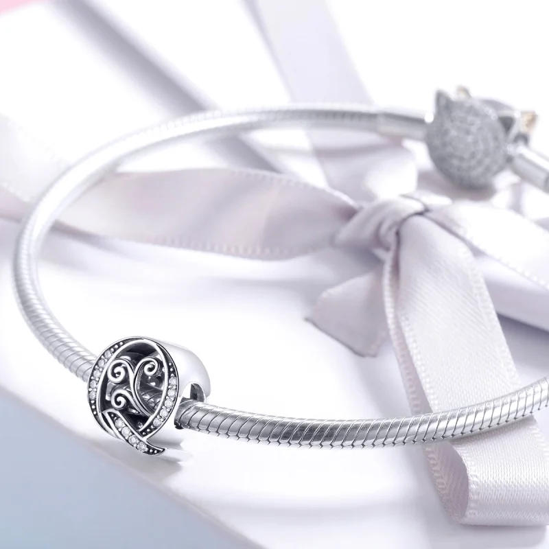 (image for) Pandora Style Sparkling Pavé Flower Letter Q Charm - BSC030-Q - View 3