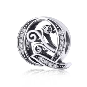 Pandora Style Sparkling Pavé Flower Letter Q Charm - BSC030-Q Pandora Style Sparkling Pavé Flower Letter Q Charm - BSC030-Q