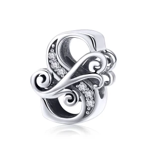 (image for) Pandora Style Sparkling Pavé Flower Letter S Charm - BSC030-S 