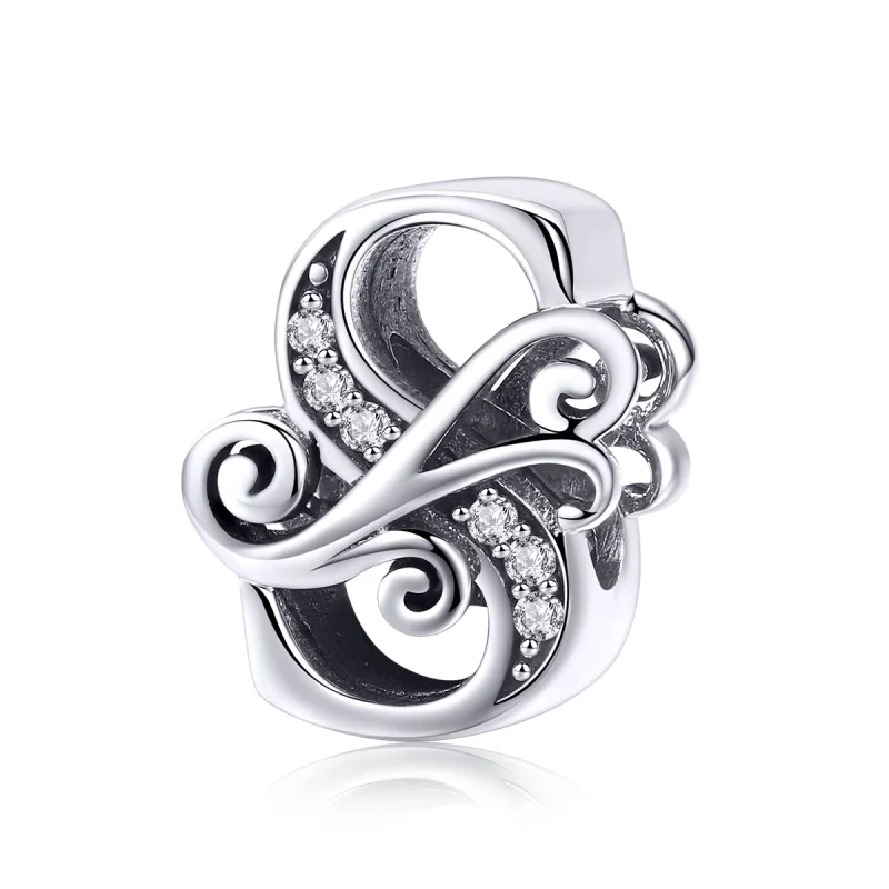 (image for) Pandora Style Sparkling Pavé Flower Letter S Charm - BSC030-S - Product Image