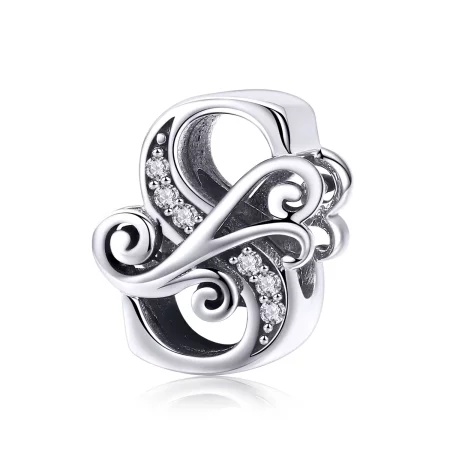 Pandora Style Sparkling Pavé Flower Letter S Charm - BSC030-S