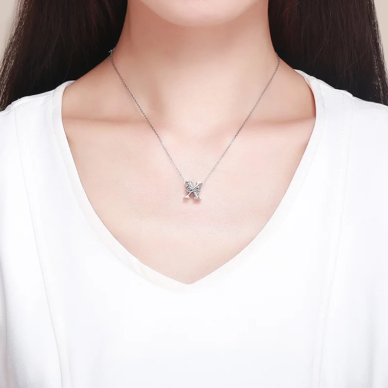 (image for) Pandora Style Sparkling Pavé Flower Letter X Charm - BSC030-X - View 5