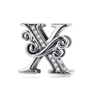 (image for) Pandora Style Sparkling Pavé Flower Letter X Charm - BSC030-X 