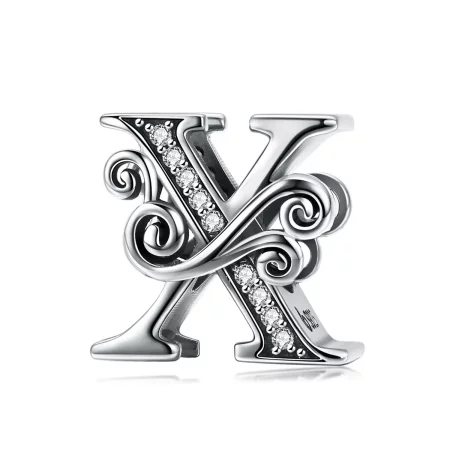 Pandora Style Sparkling Pavé Flower Letter X Charm - BSC030-X Pandora Style Sparkling Pavé Flower Letter X Charm - BSC030-X