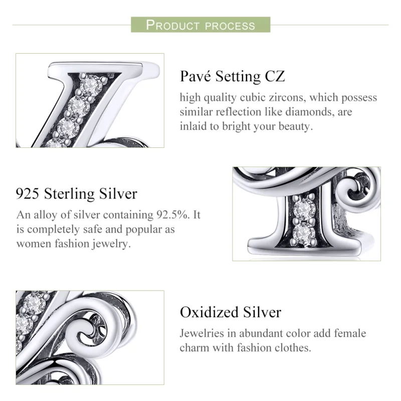 (image for) Pandora Style Sparkling Pavé Flower Letter Y Charm - BSC030-Y - View 6