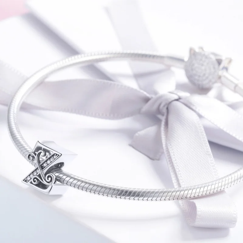 (image for) Pandora Style Sparkling Pavé Flower Letter Z Charm - BSC030-Z - View 3