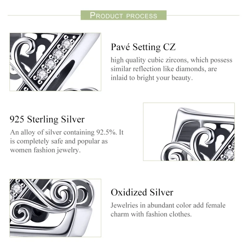 (image for) Pandora Style Sparkling Pavé Flower Letter Z Charm - BSC030-Z - View 6