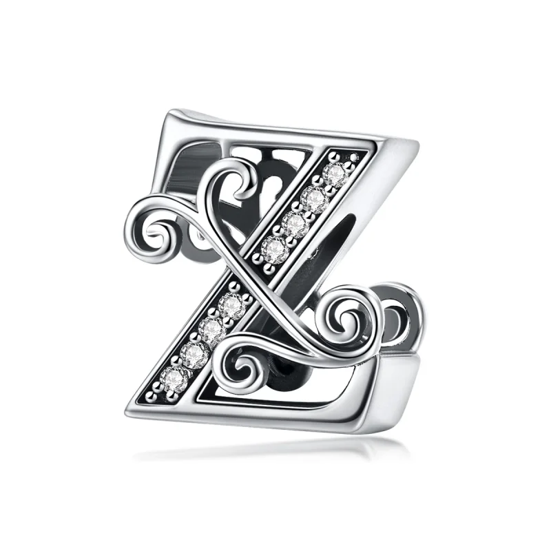 (image for) Pandora Style Sparkling Pavé Flower Letter Z Charm - BSC030-Z - Product Image