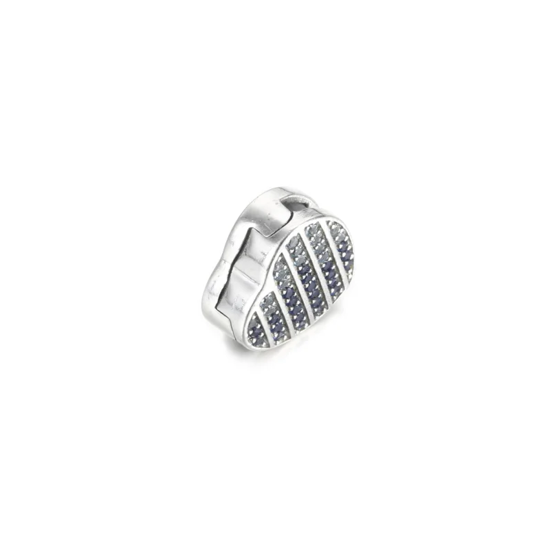 (image for) PANDORA Blue Pavé Heart Clip Charm - 799346C01 - View 3