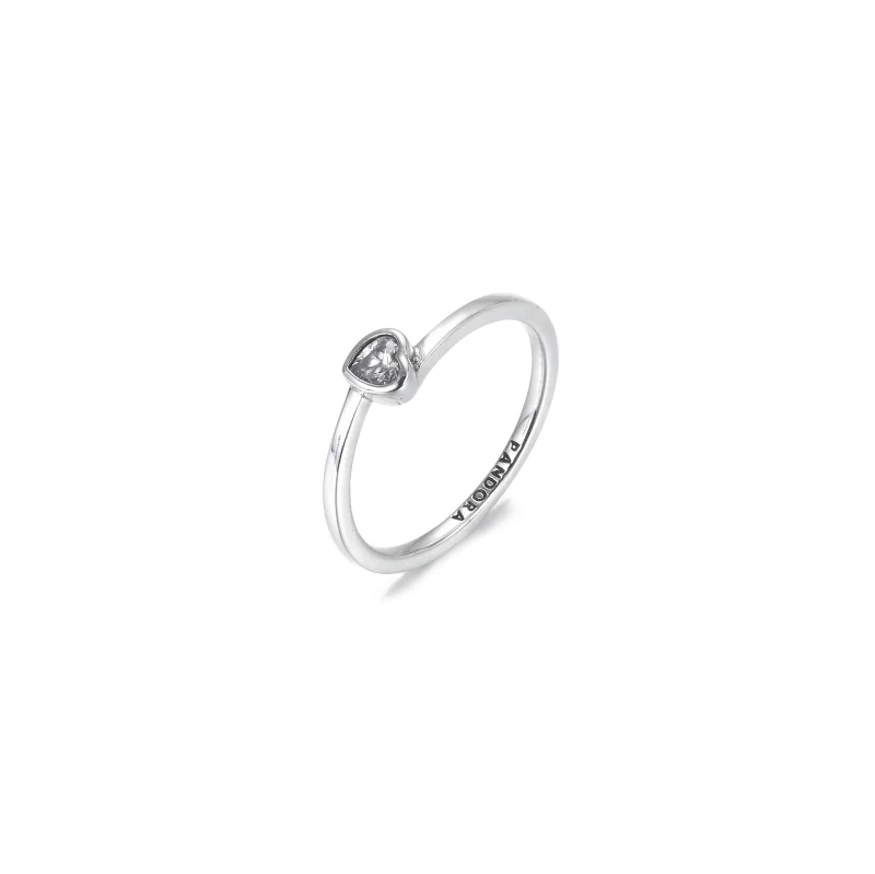 (image for) PANDORA Clear Tilted Heart Solitaire Ring - 199267C02 - View 2