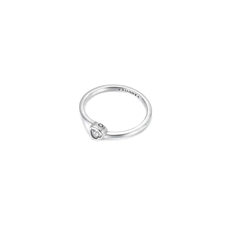 (image for) PANDORA Clear Tilted Heart Solitaire Ring - 199267C02 - View 3
