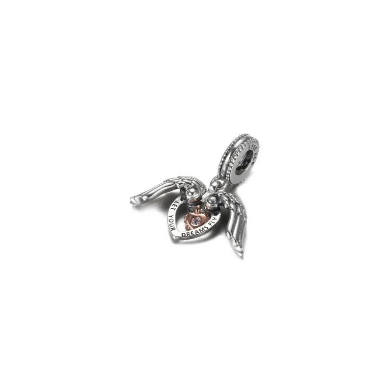 (image for) Pandora Club 2021 Angel Wings & Heart Dangle Charm - 789296C01 - View 2