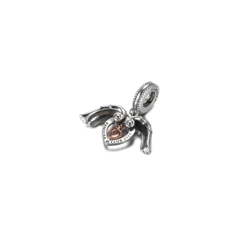 (image for) Pandora Club 2021 Angel Wings & Heart Dangle Charm - 789296C01 - View 3