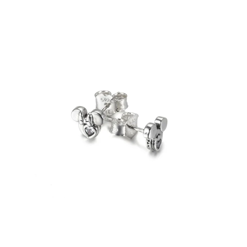 (image for) PANDORA Disney Mickey Mouse & Minnie Mouse Silhouette Stud Earrings - 299258C01 - View 3