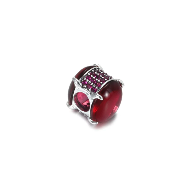 (image for) PANDORA Fuchsia Rose Oval Cabochon Charm - 799309C01 - View 3