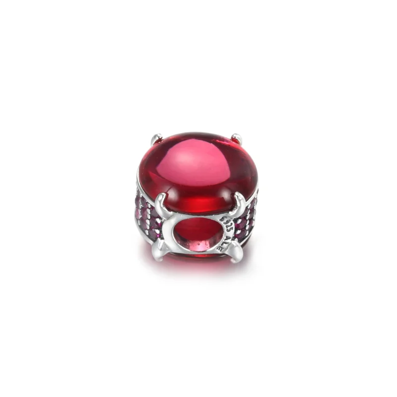 (image for) PANDORA Fuchsia Rose Oval Cabochon Charm - 799309C01 - View 4