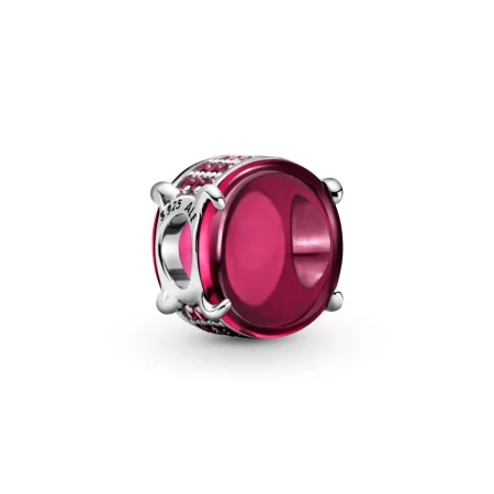 PANDORA Fuchsia Rose Oval Cabochon Charm - 799309C01 PANDORA Fuchsia Rose Oval Cabochon Charm - 799309C01