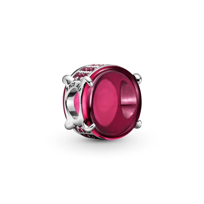 (image for) PANDORA Fuchsia Rose Oval Cabochon Charm - 799309C01 - Product Image