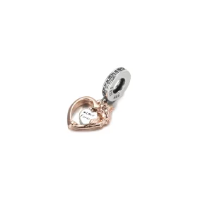 PANDORA Heart & Rose Flower Dangle Charm - 789290C01 PANDORA Heart & Rose Flower Dangle Charm - 789290C01