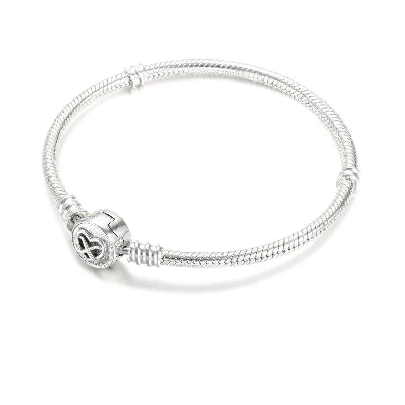 (image for) Pandora Moments Heart Infinity Clasp Snake Chain Bracelet - 599365C00 - View 3