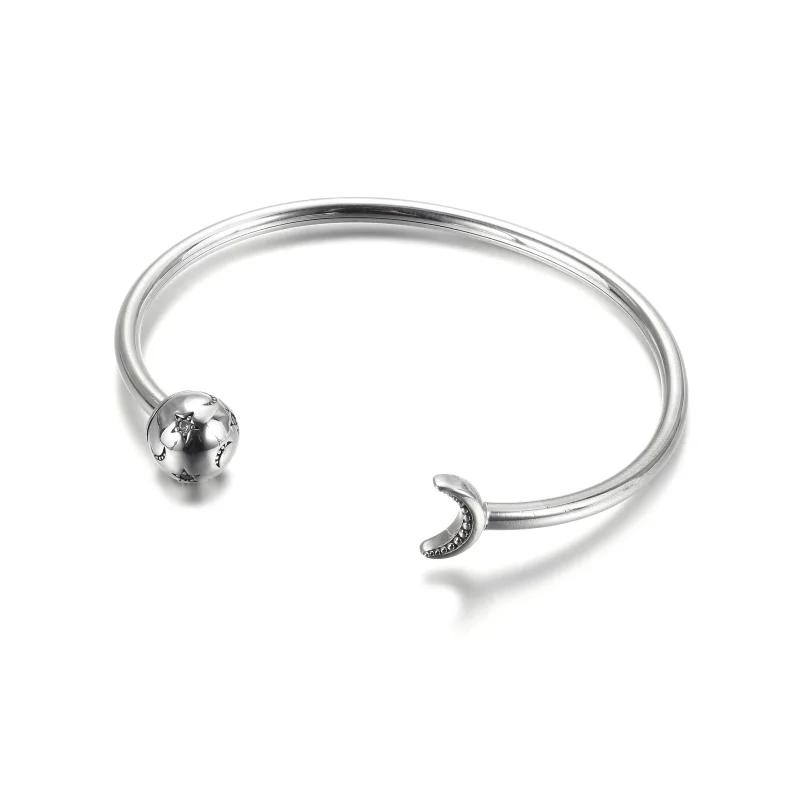 (image for) Pandora Moments Moon & Stars Open Bangle - 599120C01 - View 2