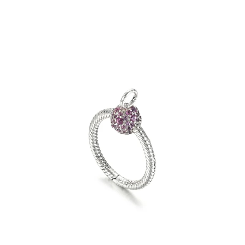 (image for) Pandora Moments Small Pink Pavé O Pendant - 399097C02 - View 2