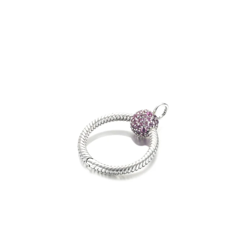 (image for) Pandora Moments Small Pink Pavé O Pendant - 399097C02 - View 3
